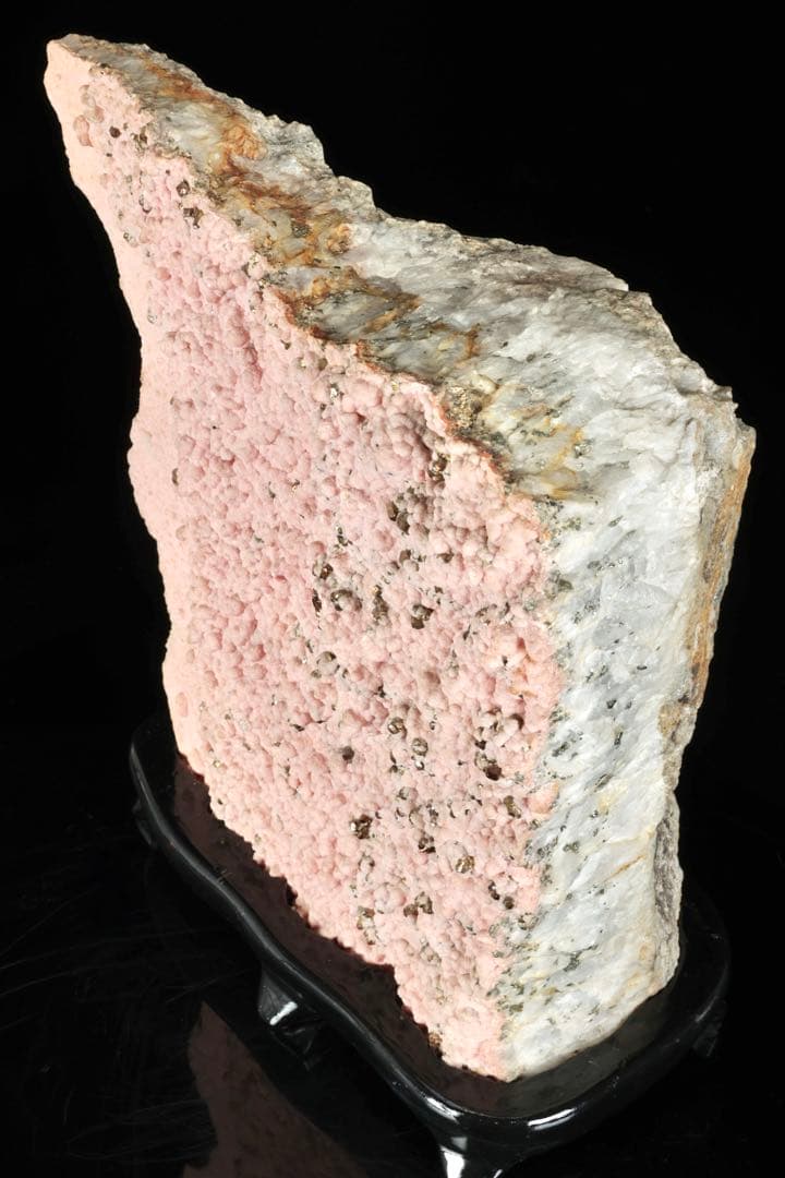 国産菱マンガン鉱 インカローズ 原石 黄鉄鉱共生 天然石 台座付 23.8kg