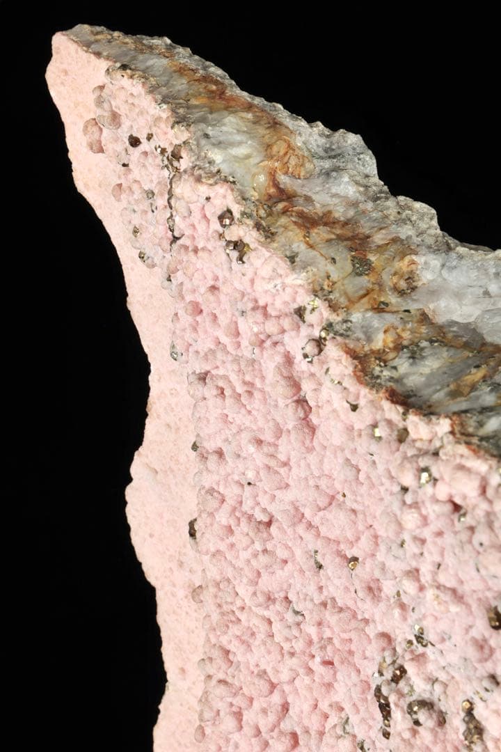 国産菱マンガン鉱 インカローズ 原石 黄鉄鉱共生 天然石 台座付 23.8kg