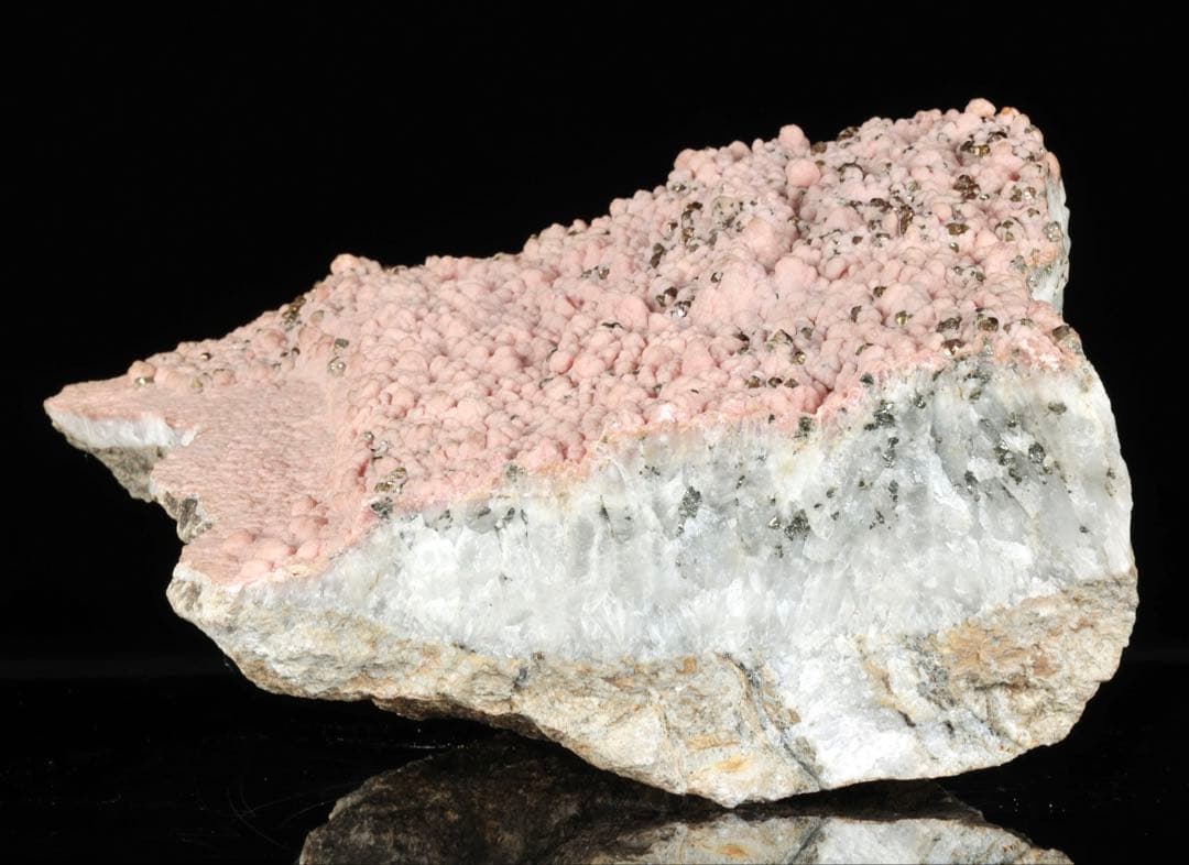 国産菱マンガン鉱 インカローズ 原石 黄鉄鉱共生 天然石 台座付 23.8kg