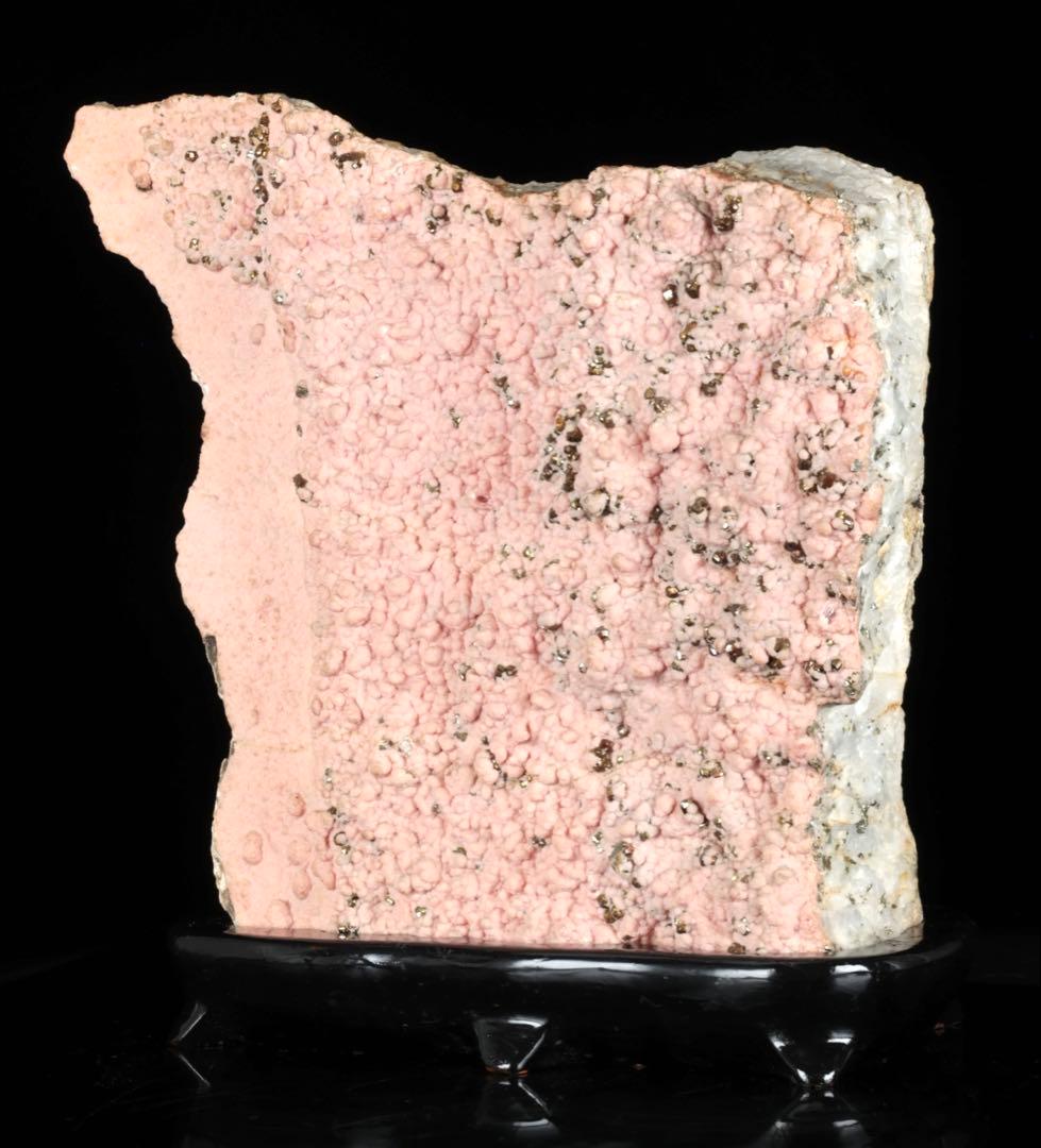 国産菱マンガン鉱 インカローズ 原石 黄鉄鉱共生 天然石 台座付 23.8kg