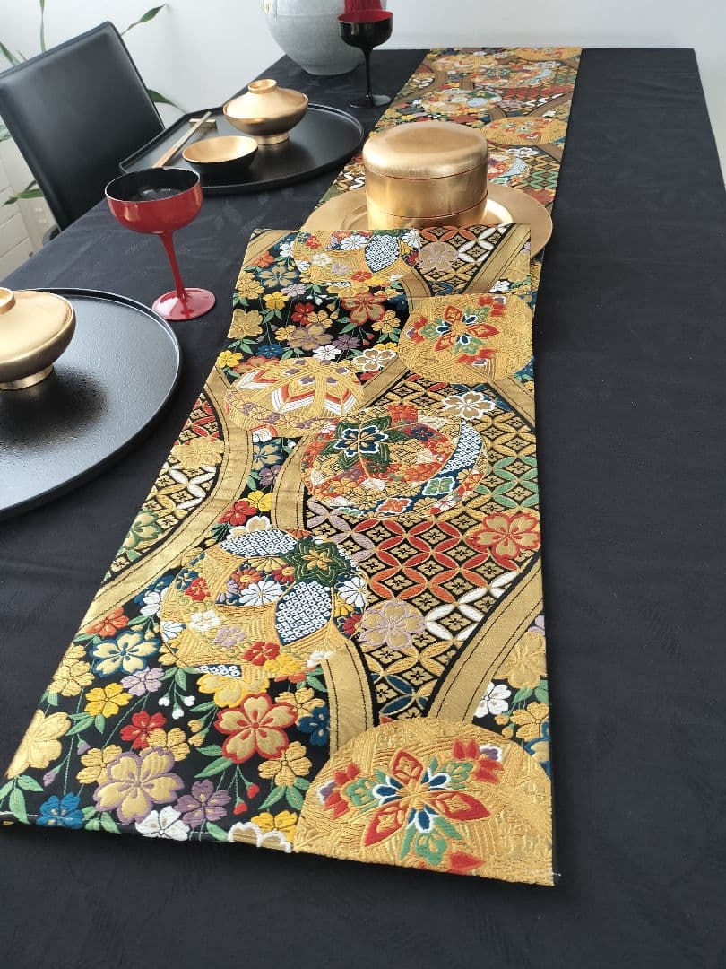 A943★逸品‼️豪華刺繍‼️ひな祭り‼️袋帯正絹テーブルランナー2m13cm