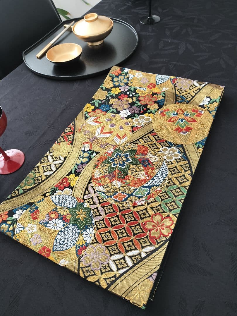 A943★逸品‼️豪華刺繍‼️ひな祭り‼️袋帯正絹テーブルランナー2m13cm