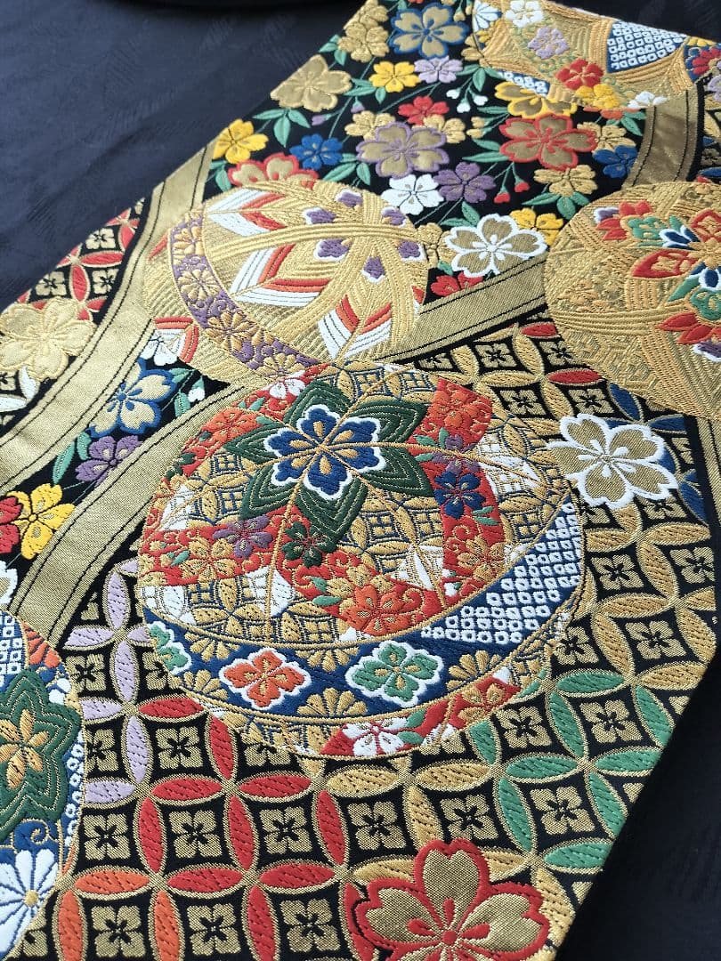 A943★逸品‼️豪華刺繍‼️ひな祭り‼️袋帯正絹テーブルランナー2m13cm