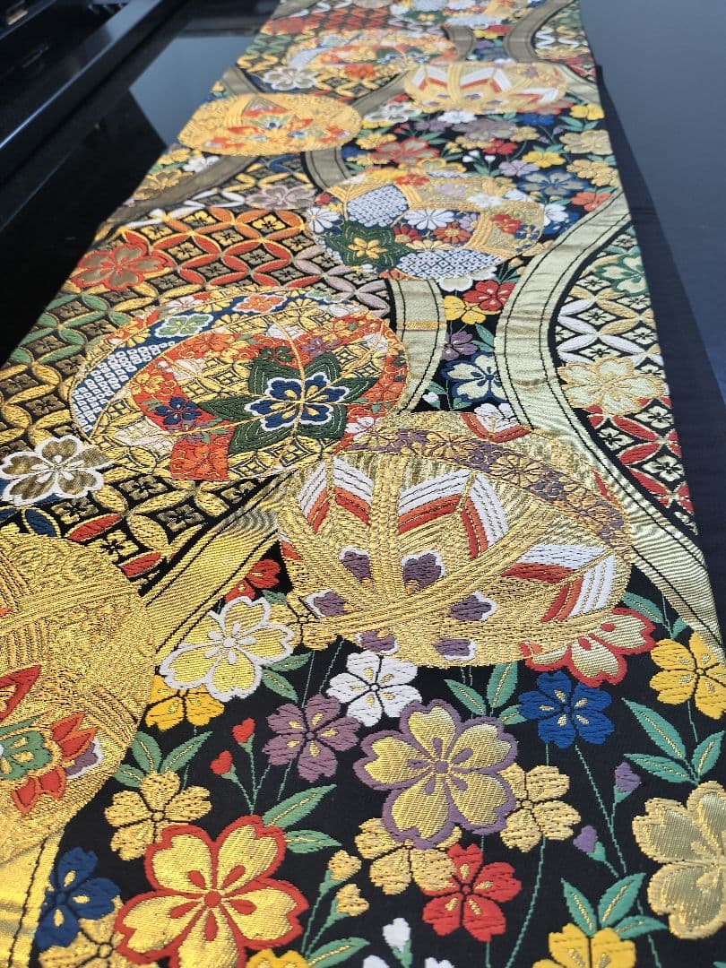 A943★逸品‼️豪華刺繍‼️ひな祭り‼️袋帯正絹テーブルランナー2m13cm