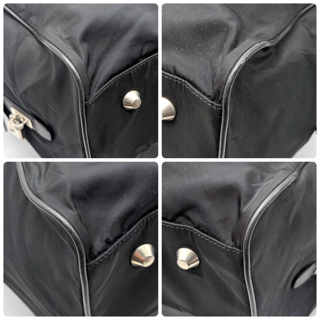 【美品】 プラダ　ナイロン　ボストンバッグ　三角ロゴ 2WAY ブラック