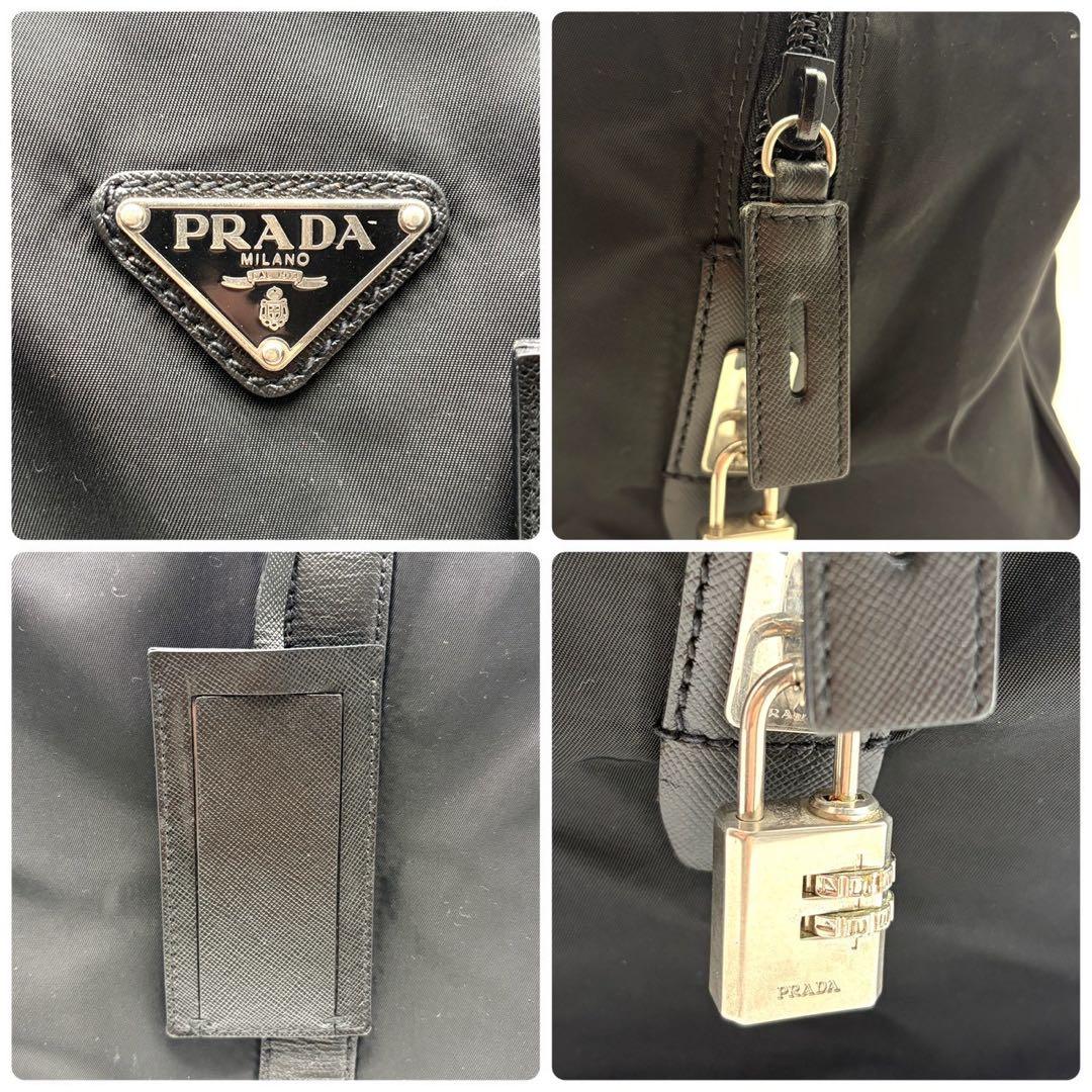 【美品】 プラダ　ナイロン　ボストンバッグ　三角ロゴ 2WAY ブラック