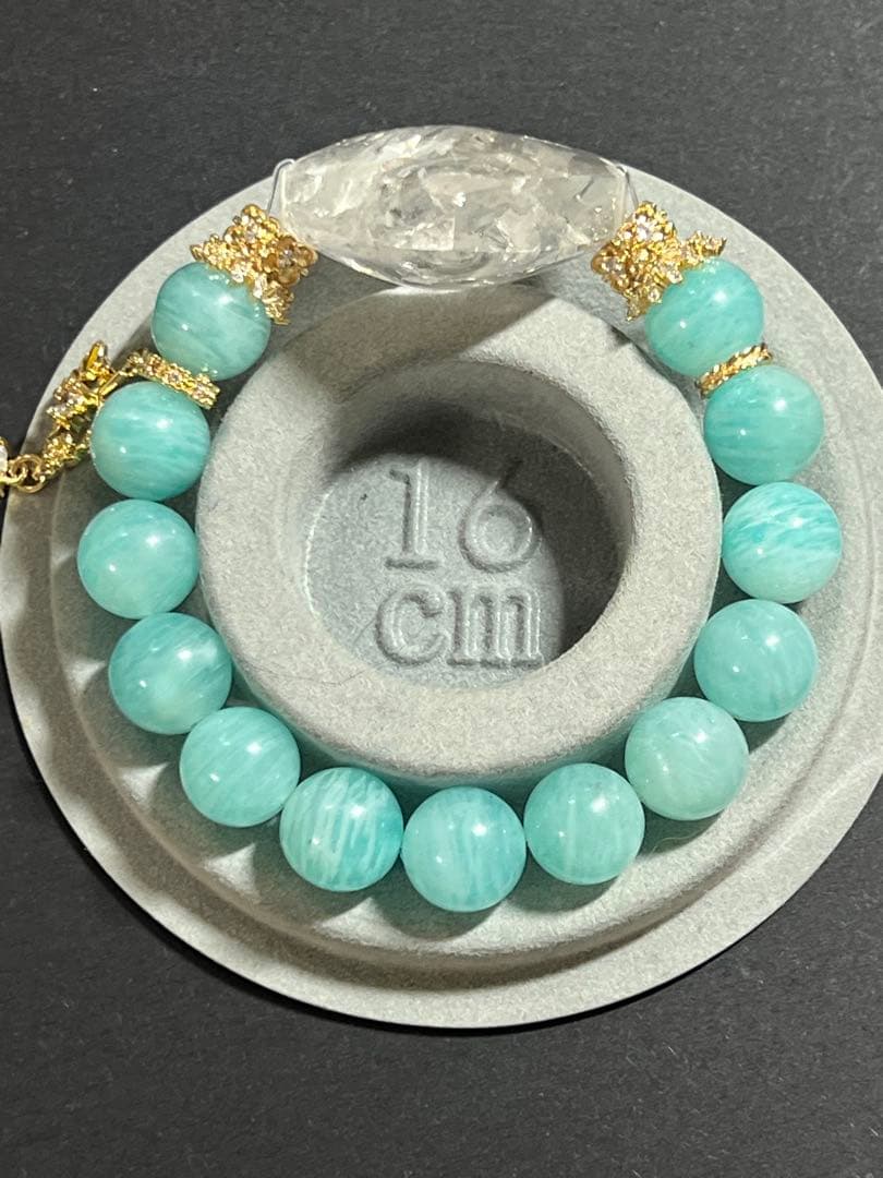 ハートの水入水晶とアマゾナイトのブレスレット