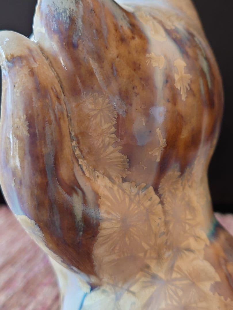 自由な招き猫　井桁裕子　結晶釉　陶製　作家一点もの　2022年作　猫　約10cm