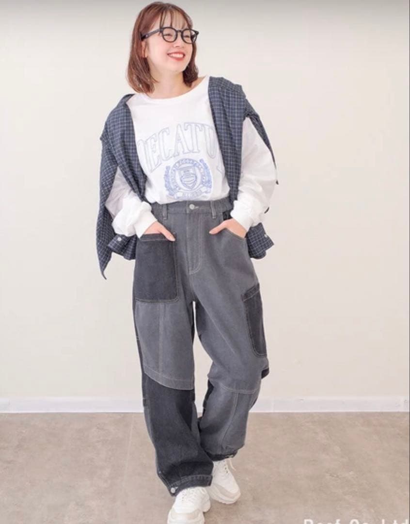 シェリーさん リビルドパッチポケットデニムパンツ GLAY MIX