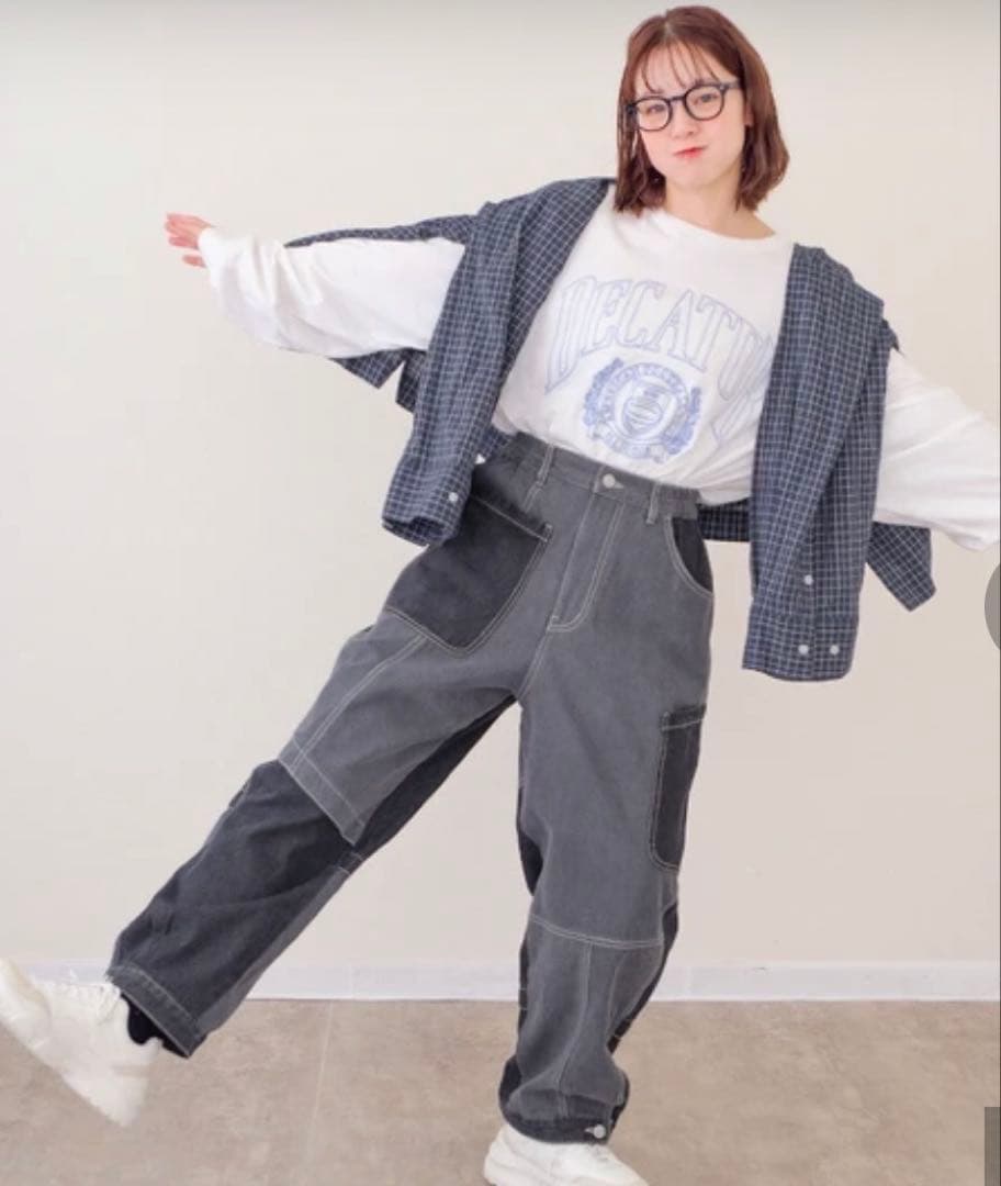 シェリーさん リビルドパッチポケットデニムパンツ GLAY MIX