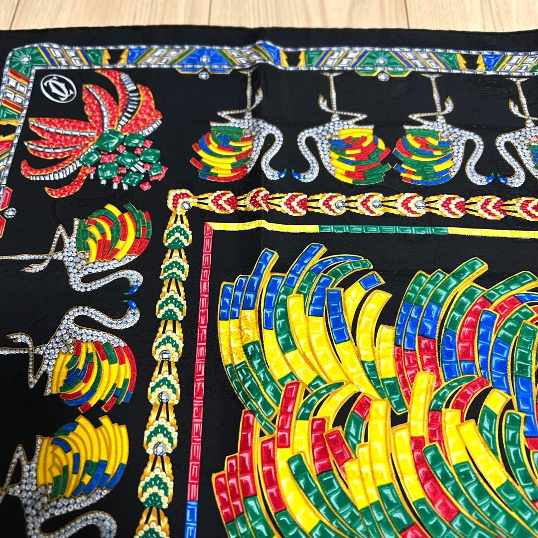 Cartier カルティエ シルクスカーフ 宝石 フラミンゴ柄