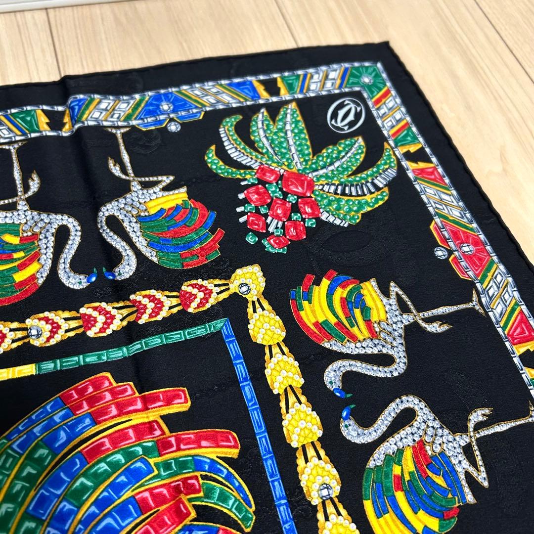 Cartier カルティエ シルクスカーフ 宝石 フラミンゴ柄