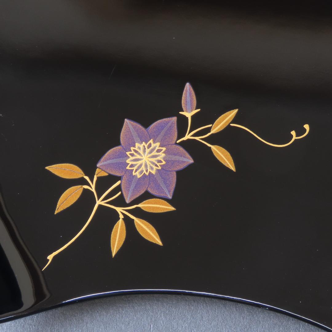 ⭕393 美品 高級輪島塗 漆工房謹製 本金蒔絵草花 絵変 銘々皿5客 煎茶道具