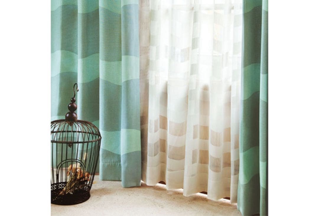 ウニコ　unico 80×210両開き ナミナミ遮光カーテン レースセット