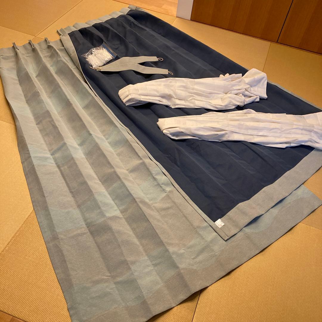 ウニコ　unico 80×210両開き ナミナミ遮光カーテン レースセット