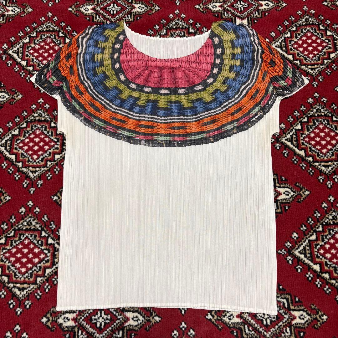 希少 プリーツプリーズ イッセイミヤケ 半袖シャツ 総柄 デザイン 3 Lサイズ