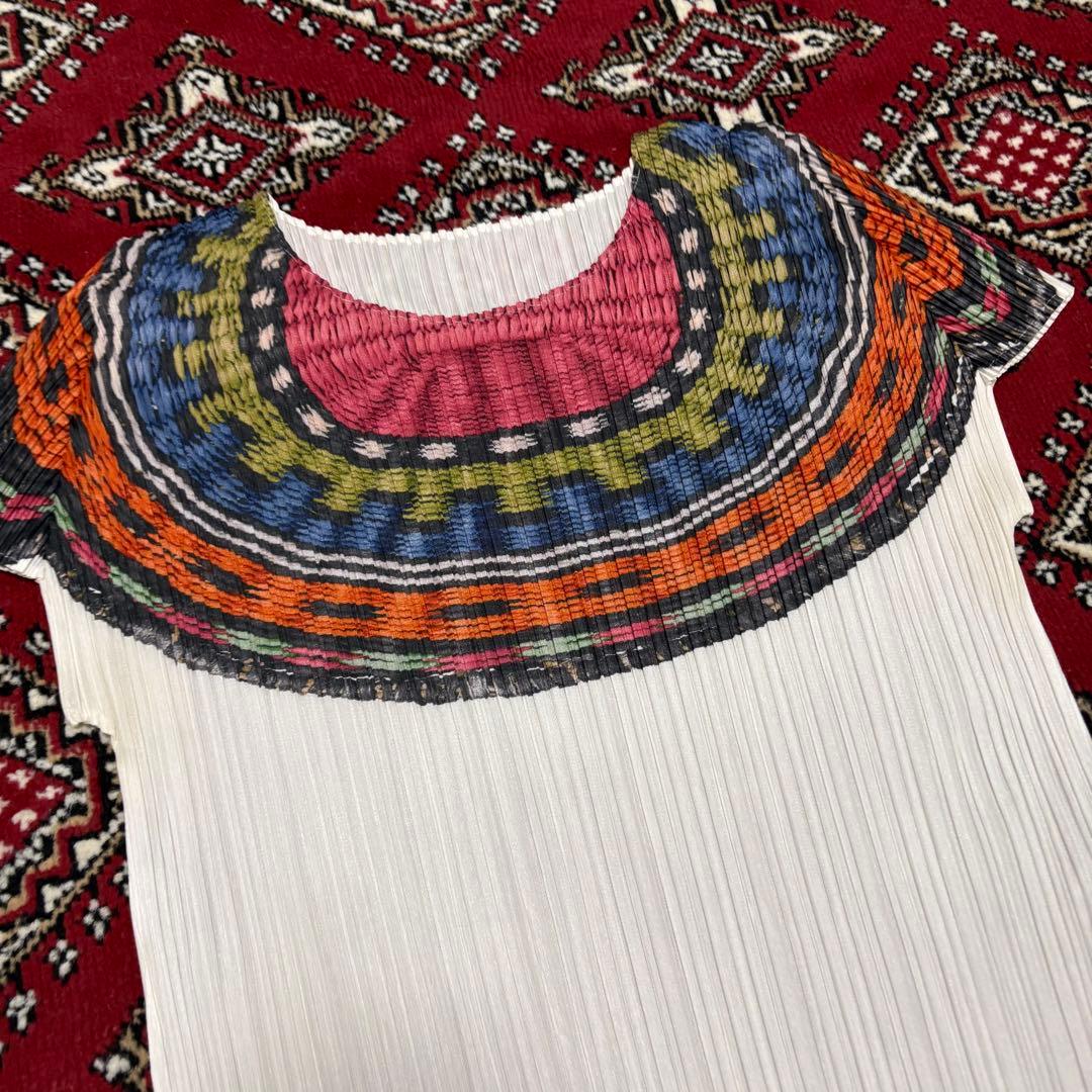 希少 プリーツプリーズ イッセイミヤケ 半袖シャツ 総柄 デザイン 3 Lサイズ