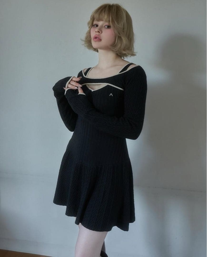 め*K様 andmary Nana cable flare mini dress
