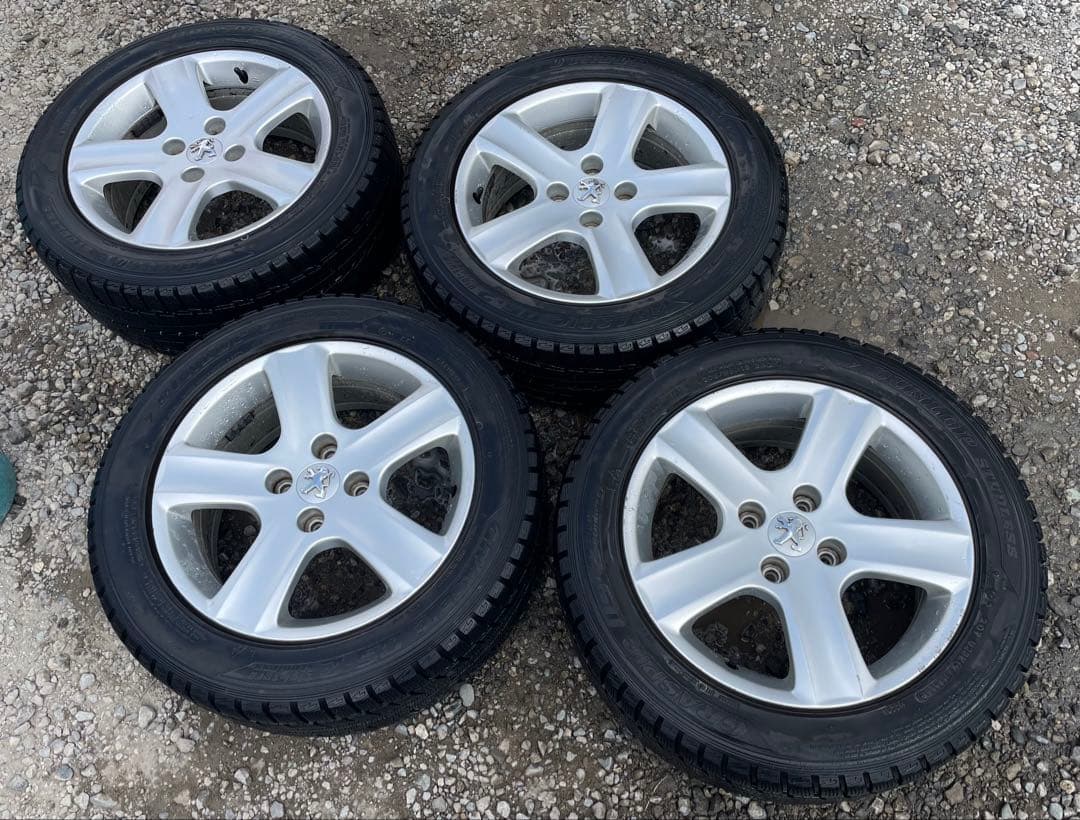 プジョー純正AW16インチ 5スポークホイール4本純正ホイールキャップ4個セット