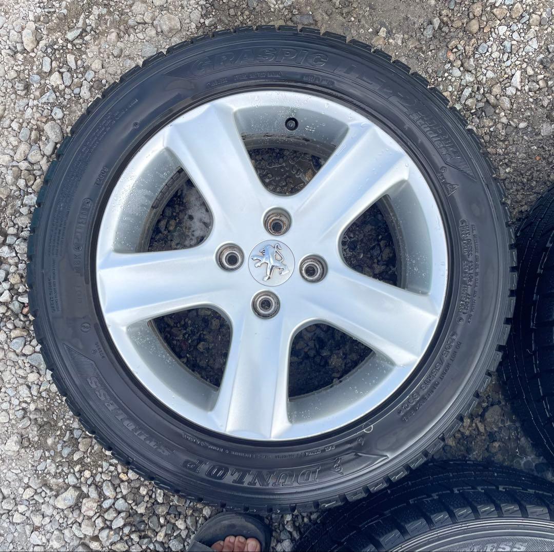 プジョー純正AW16インチ 5スポークホイール4本純正ホイールキャップ4個セット