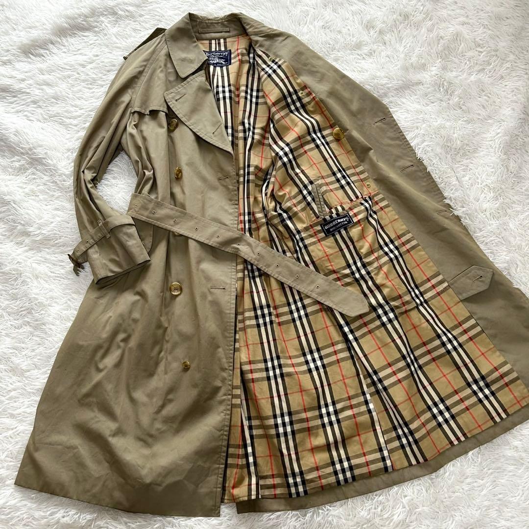 【希少L 美品】バーバリー　トレンチコート　ノバチェック ベルト完備　ベージュ