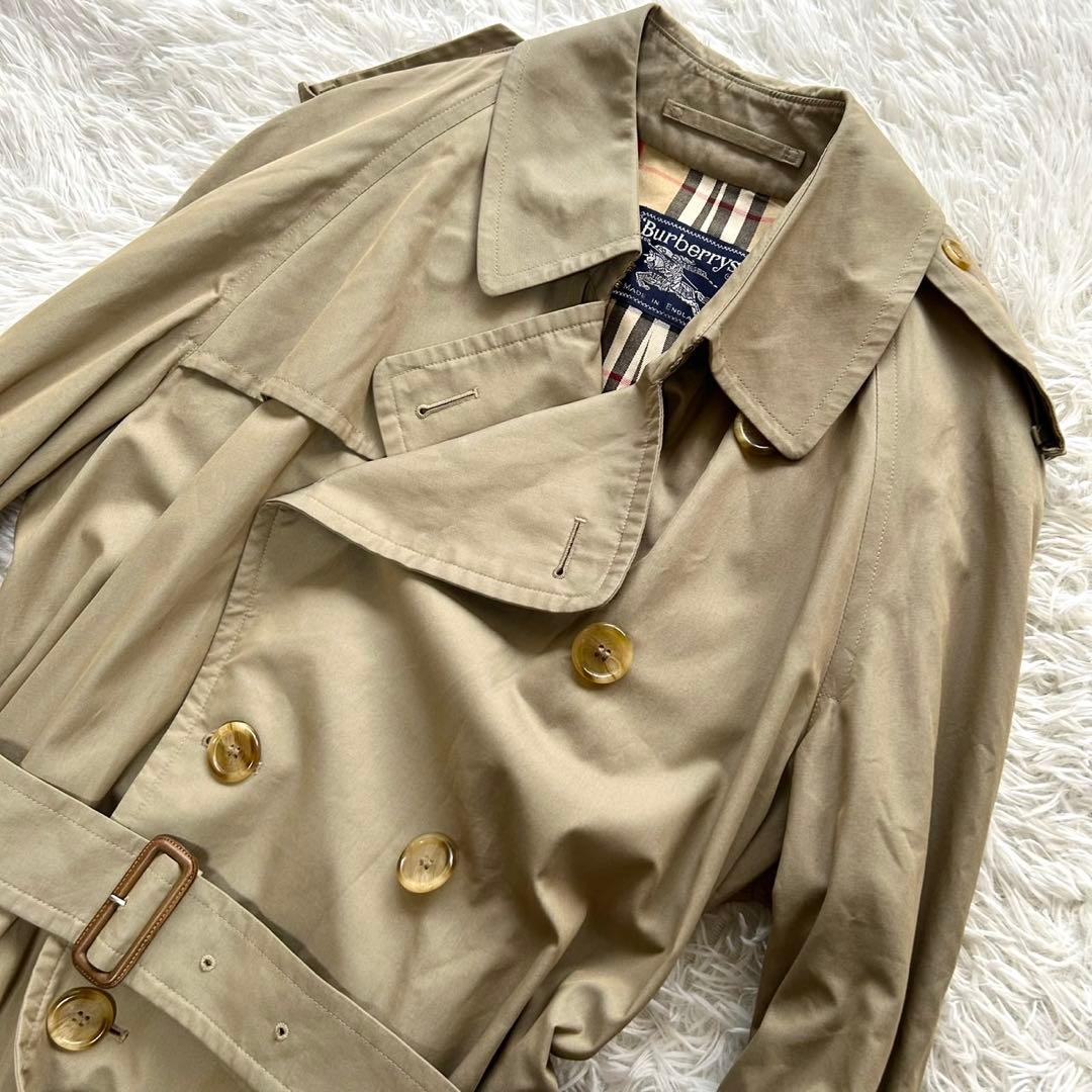 【希少L 美品】バーバリー　トレンチコート　ノバチェック ベルト完備　ベージュ