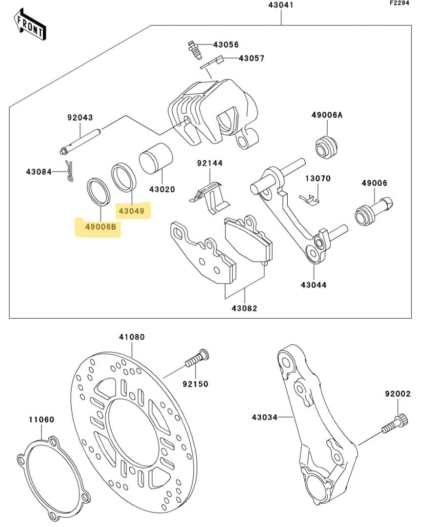 カワサキ　新品 ZZR400 キャリパーシール 前後セット ブレーキOHに！