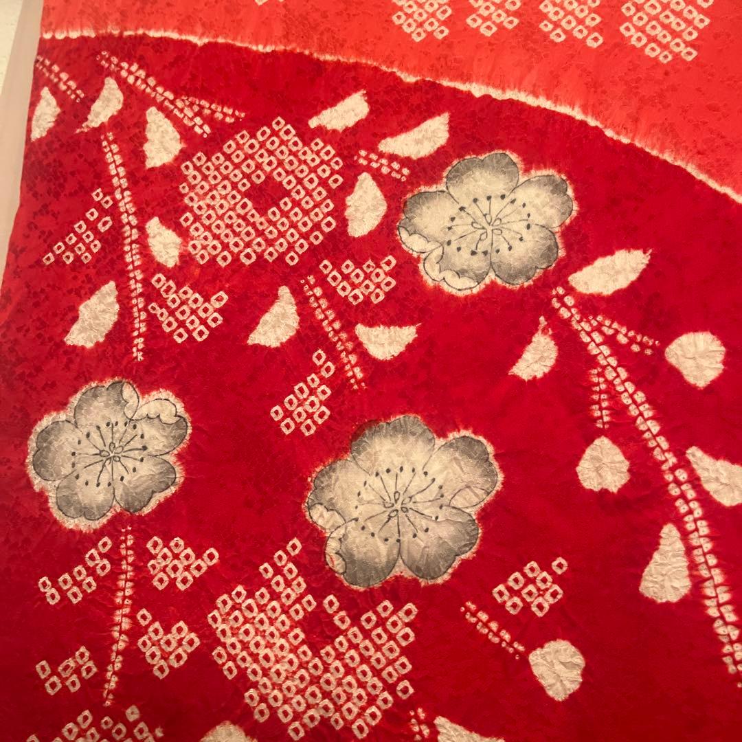 七五三 着物 7歳 女の子 正絹 本絞り 手描き友禅 古典柄 赤 祝い着