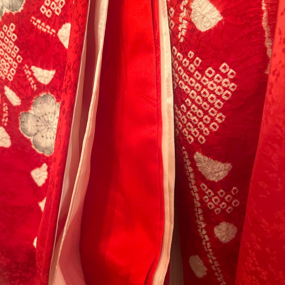 七五三 着物 7歳 女の子 正絹 本絞り 手描き友禅 古典柄 赤 祝い着