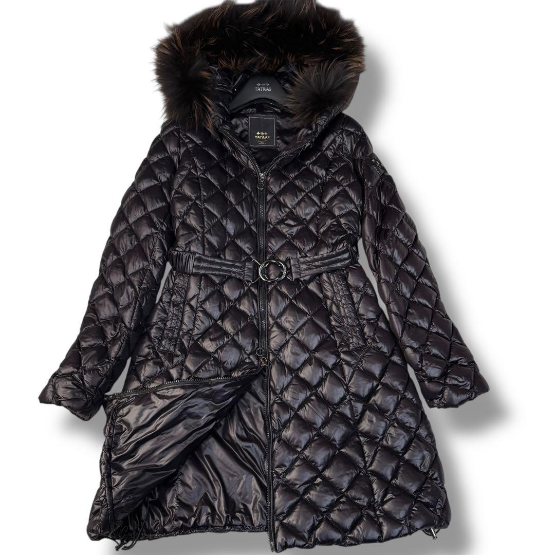 美品 TATRAS PALMA 2way Aライン フレア ロングコート 黒M