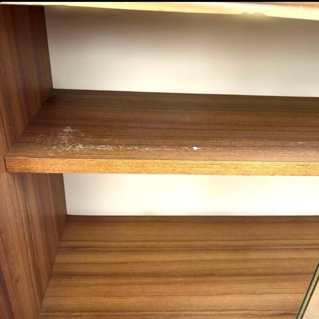 ガラス棚　木製　アンティーク　古家具　キャビネット　ガラス扉　昭和レトロ