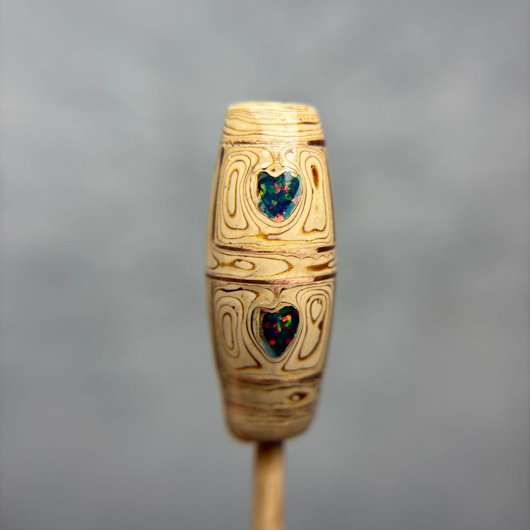 漆オパール天珠　四眼銅線天珠　12-78