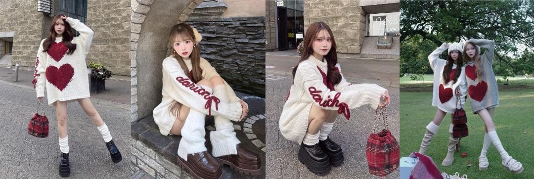 ダーリッチ darich ハートロゴローゲージニットチュニック ブラウン BRN