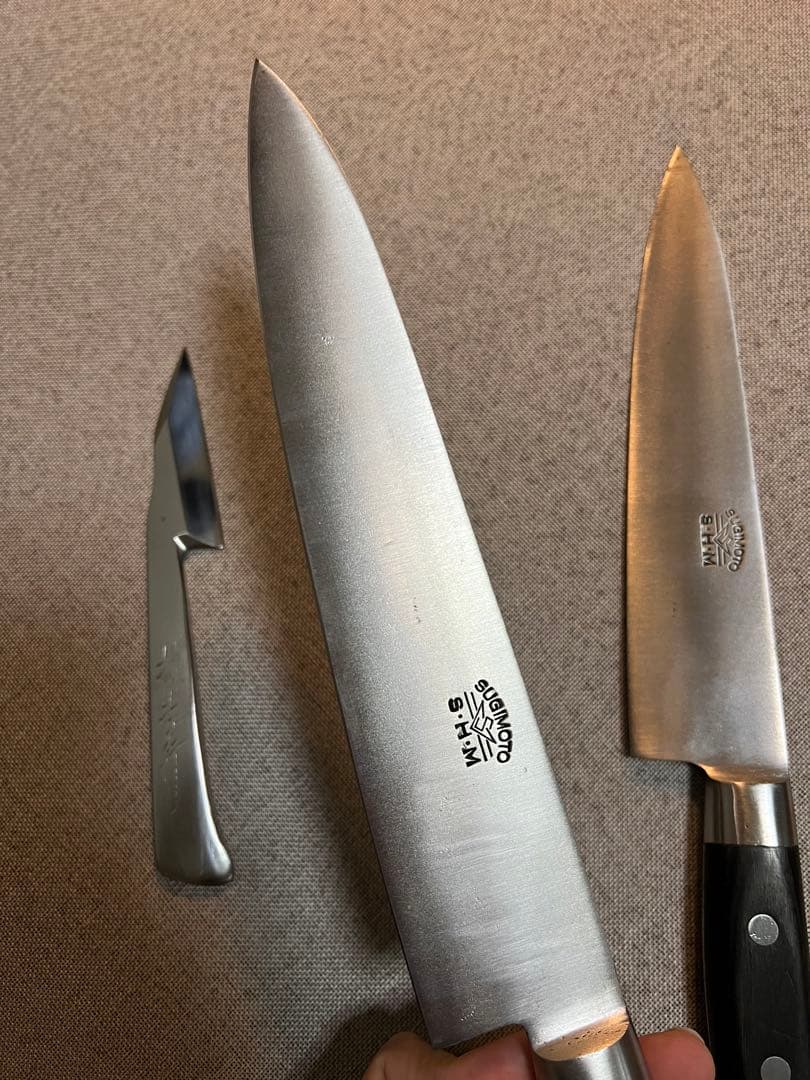 杉本SHM牛刀2本と界孝行1本白鋼製Sugimoto shm