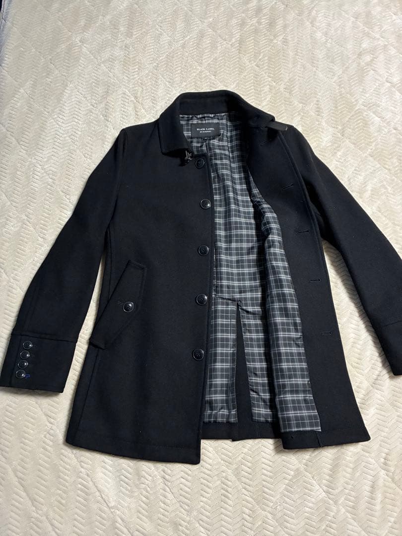 バーバリーブラックレーベル ステンカラーコート ネイビー　濃紺黒　M