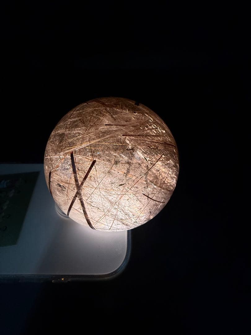 ゴールドルチルクォーツスフィア鉱物入り58mm丸玉