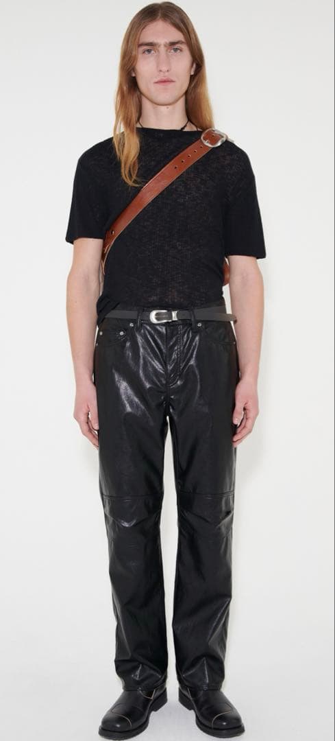 パンツ FORMAL MOTO CUT BLACK FAKE LEATHER 29