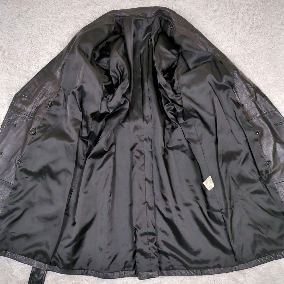 美品【大きいサイズ L相当】ラムレザー　トレンチコート　ロング　オールレザー