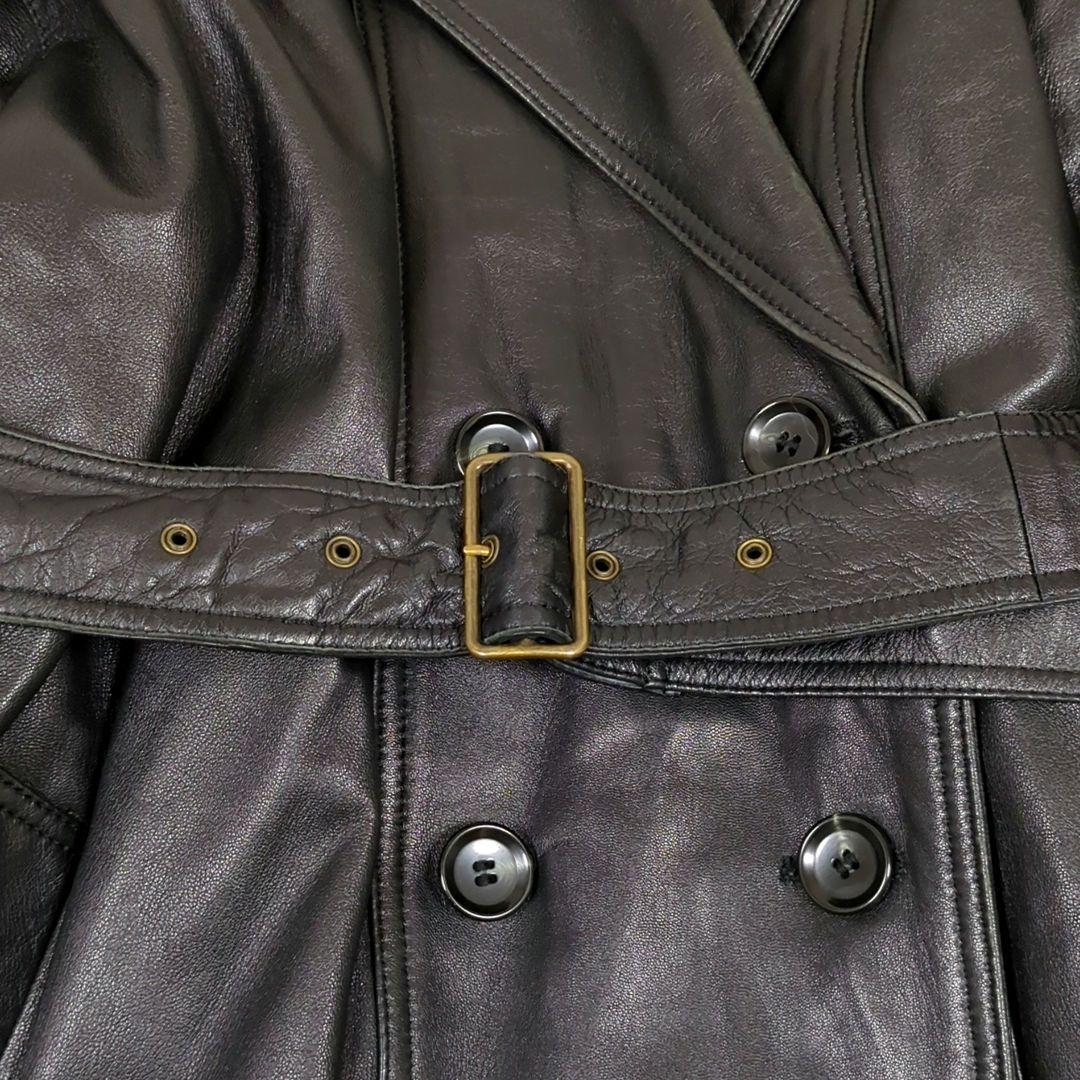 美品【大きいサイズ L相当】ラムレザー　トレンチコート　ロング　オールレザー