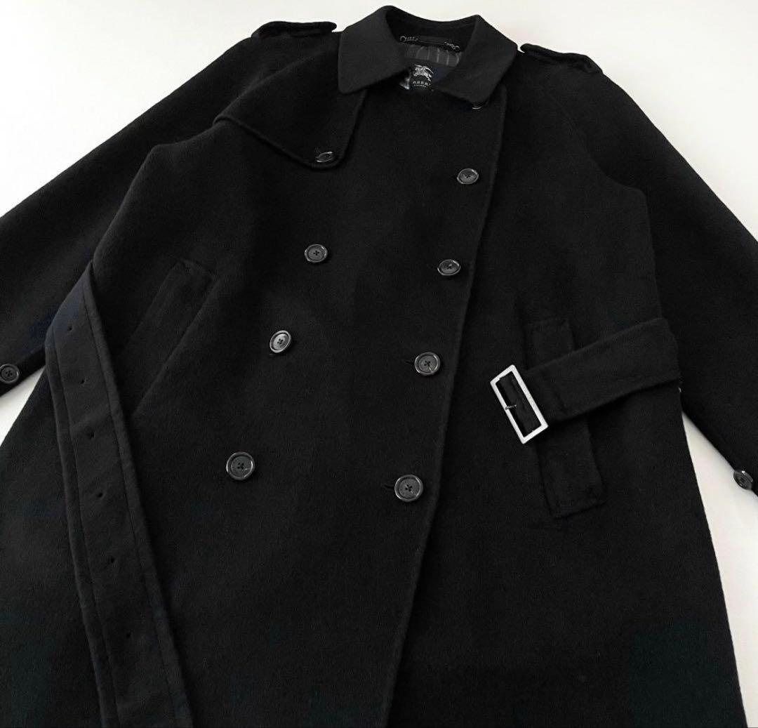 BURBERRY LONDON トレンチコート 黒 アンゴラ カシミヤ混羊革