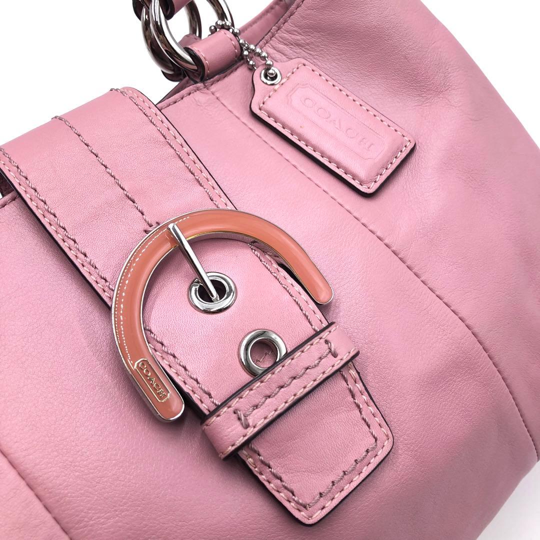コーチ トートバッグハンドバッグ 肩掛け レザー　ピンク
