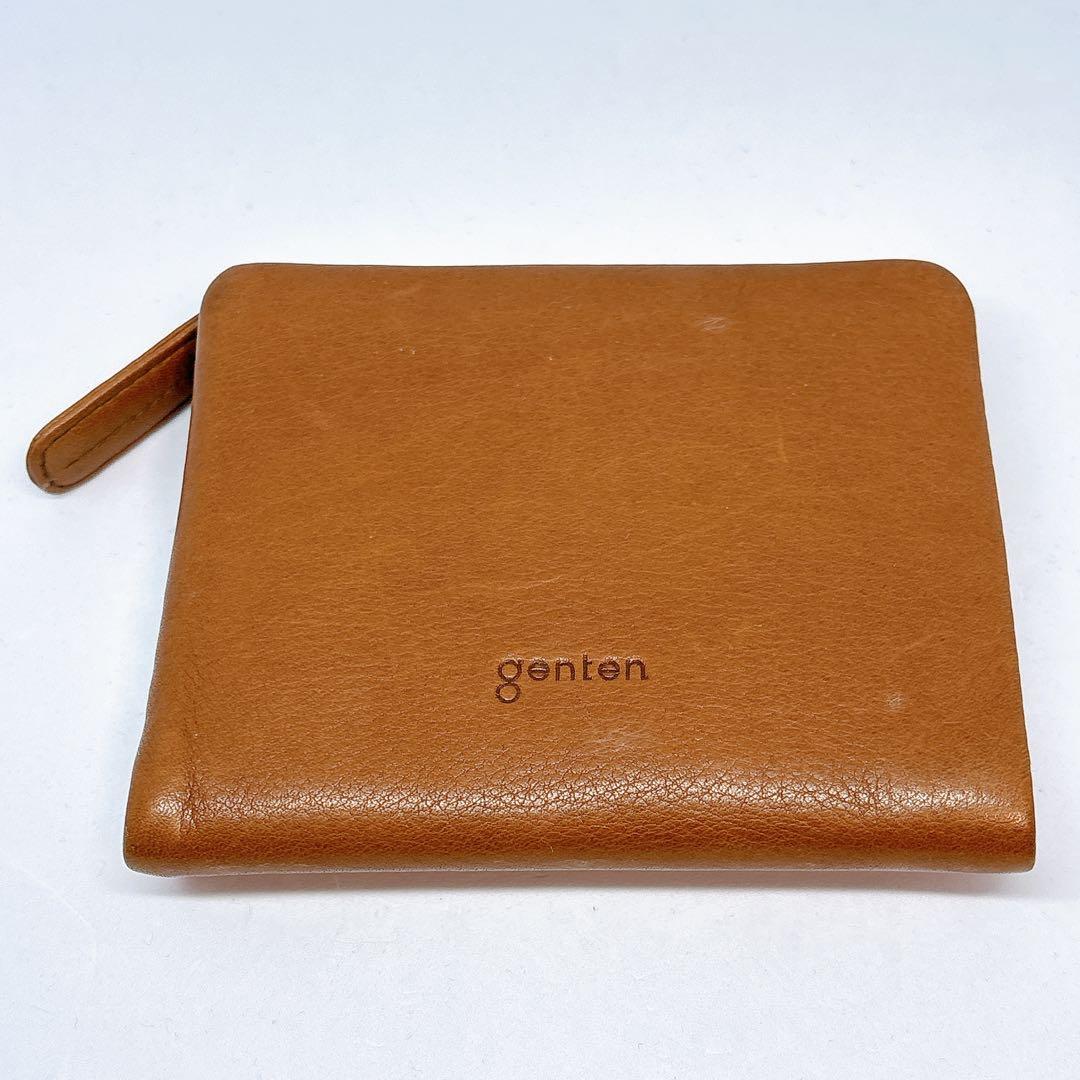 genten ゲンテン レザー 2つ折り コンパクト 財布 ブラウン