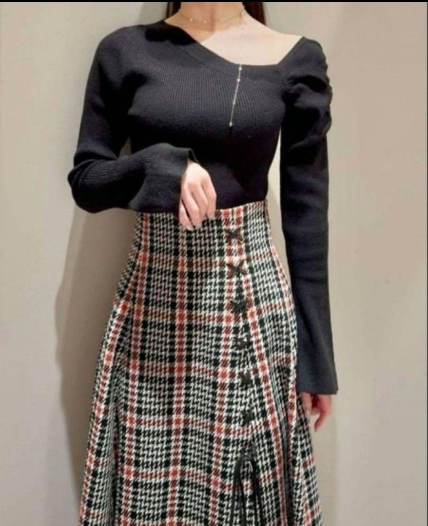 ♛かぼちゃ▾▾▾ ドレープデコルテリブニットアシメギャザーニットプルオーバ