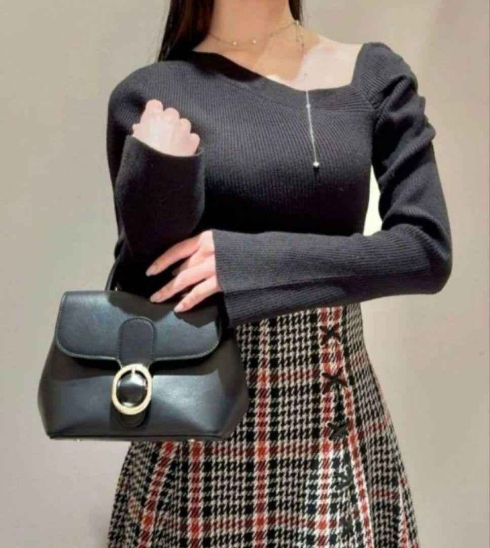 ♛かぼちゃ▾▾▾ ドレープデコルテリブニットアシメギャザーニットプルオーバ