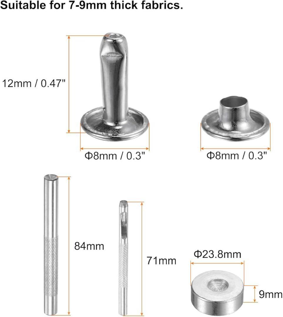 金属スナップボタン 200個セットレザーリベット12 x 8mm レザークラフト