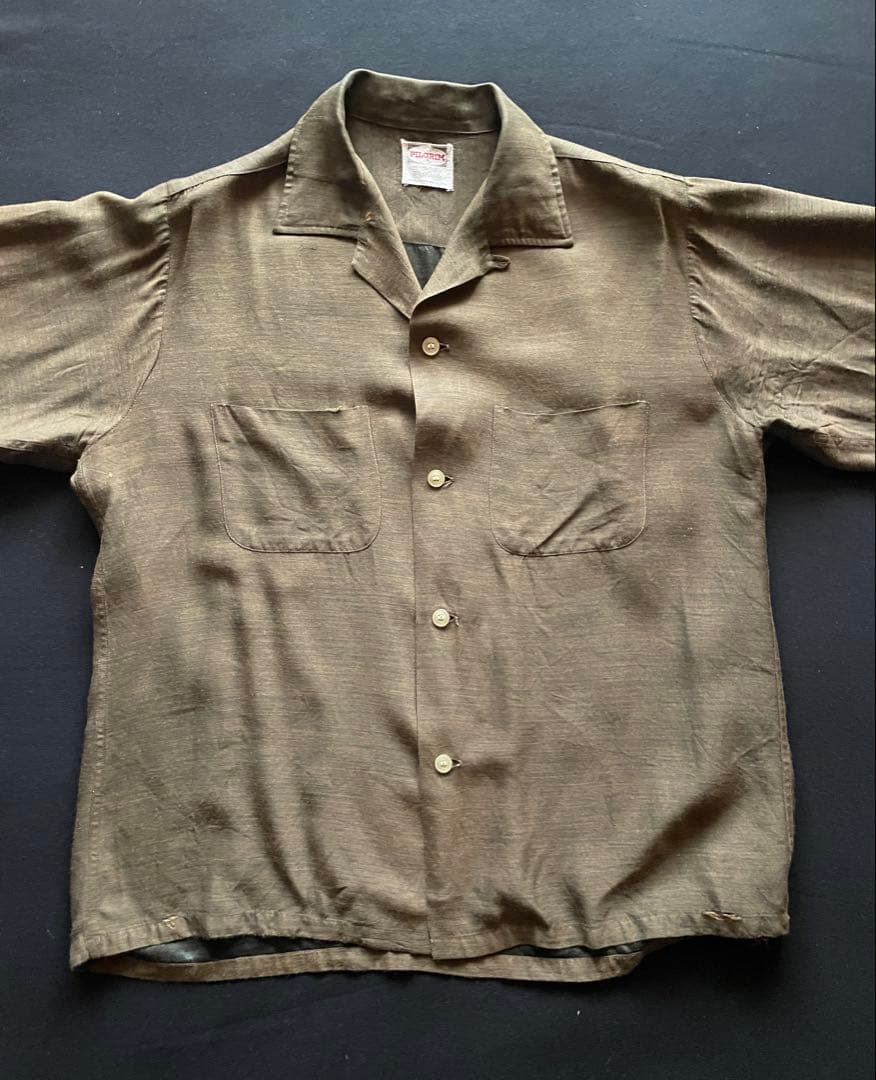 50's PILGRIM レーヨンシャツ　ブラウン