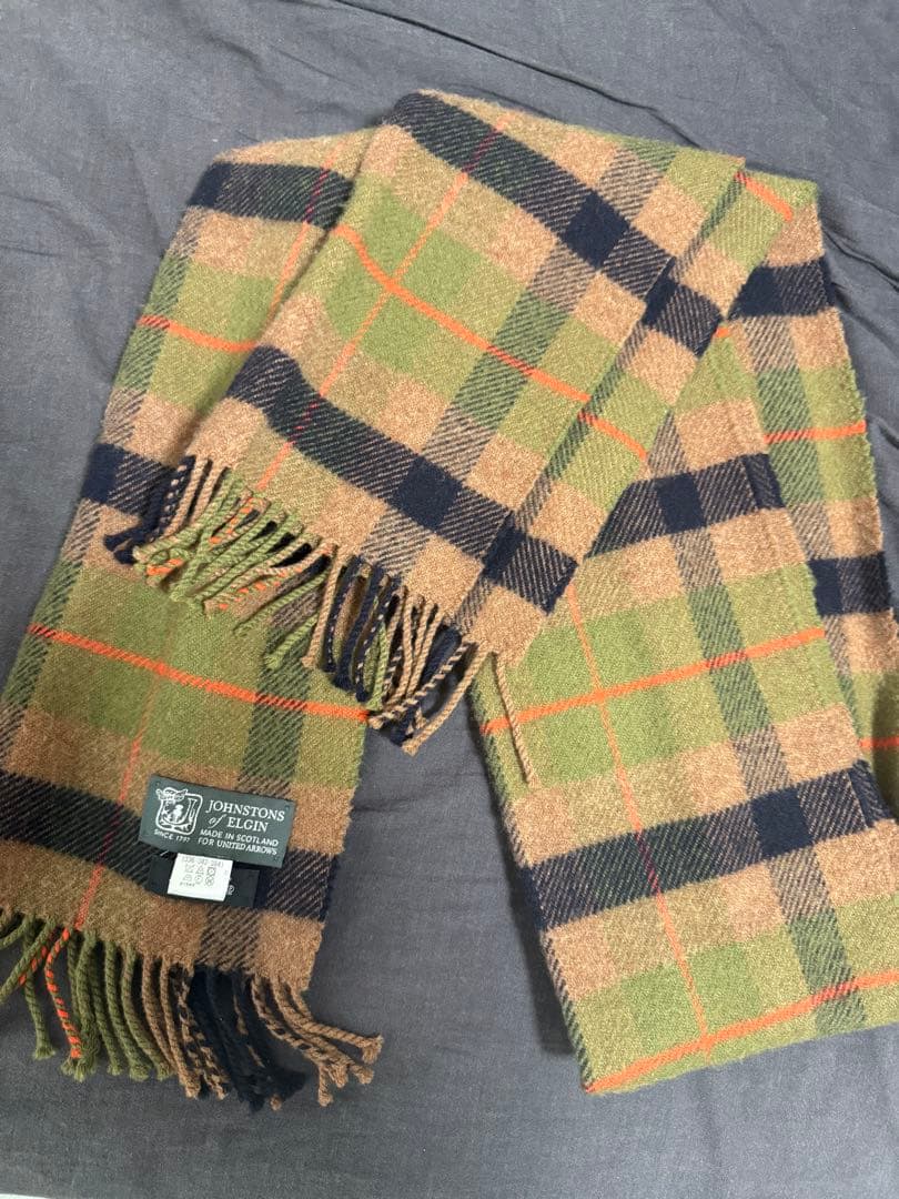 ひ*ょ様 JOHNSTONS OF ELGIN ツイルチェックマフラー