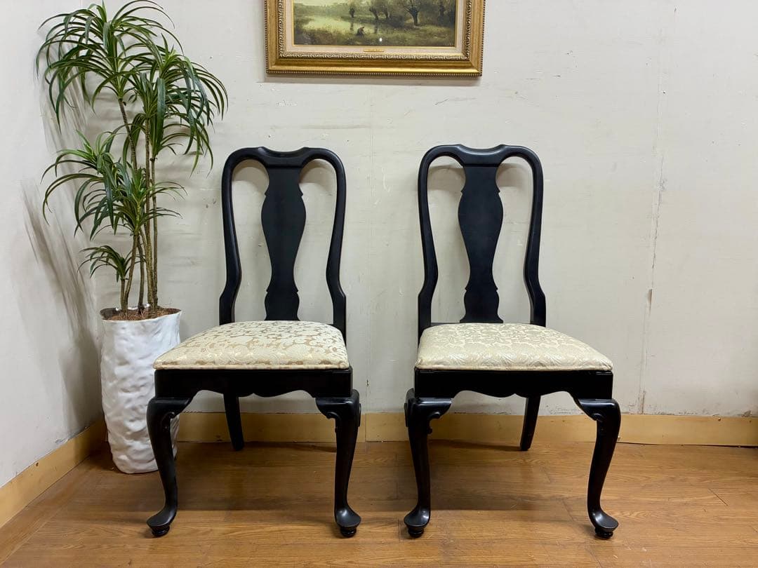 管406☆センチュリーファニチャー☆クイーンアンスタイル☆ダイニングチェアー2脚