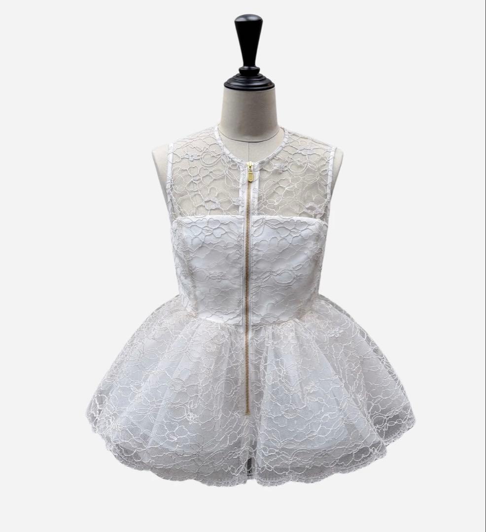 トップス sheller flower lace glitter peplum tops