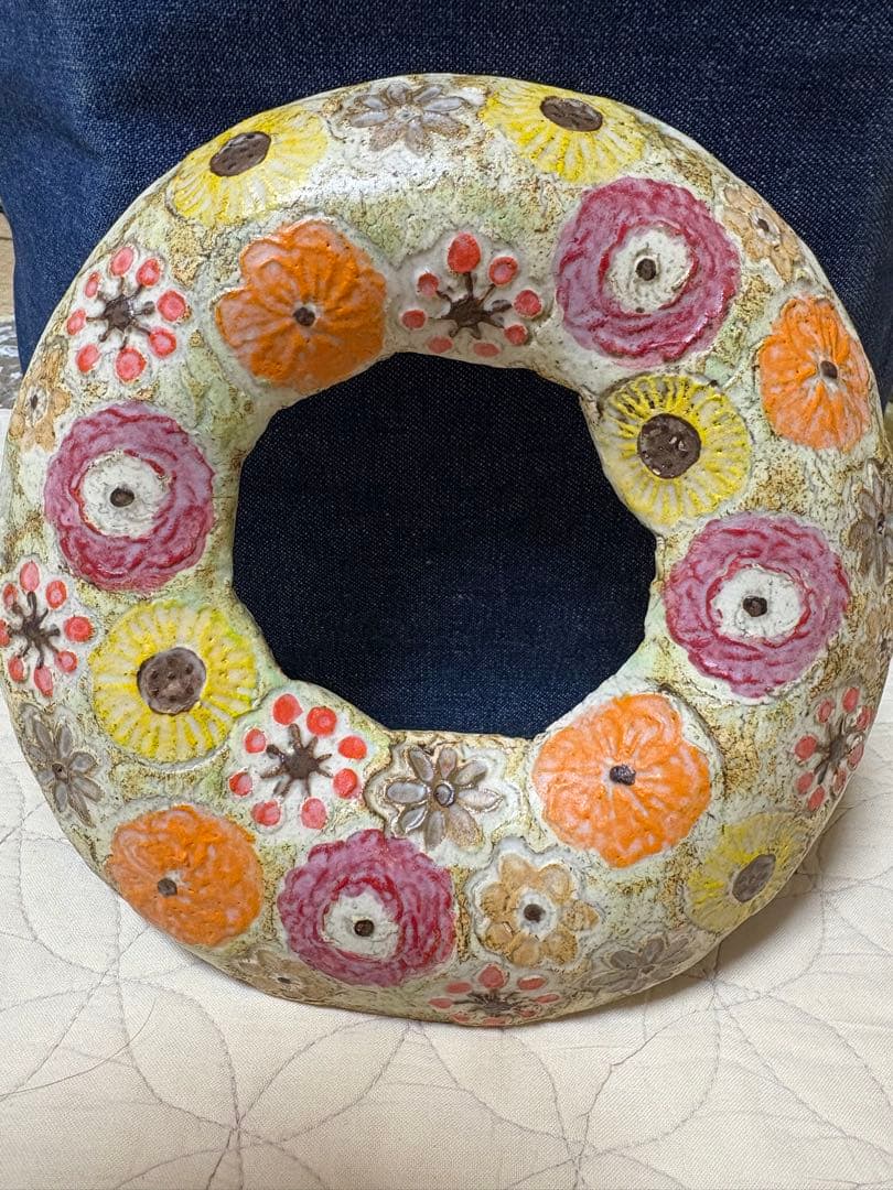 ★別注★レア★壁掛け★新品★本田あつみ ワイルドフラワー プレート 花柄 陶器